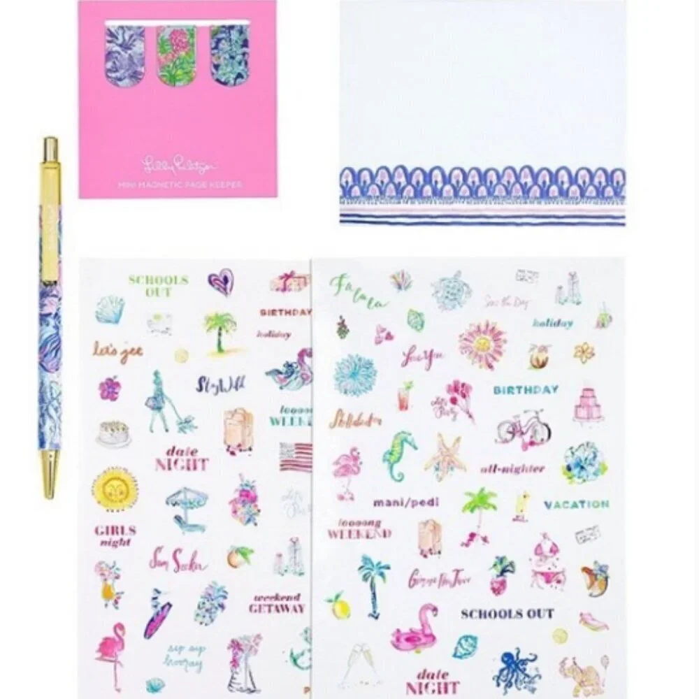 Lilly Pulitzer agenda accessories pack in shadeseekers print NWT